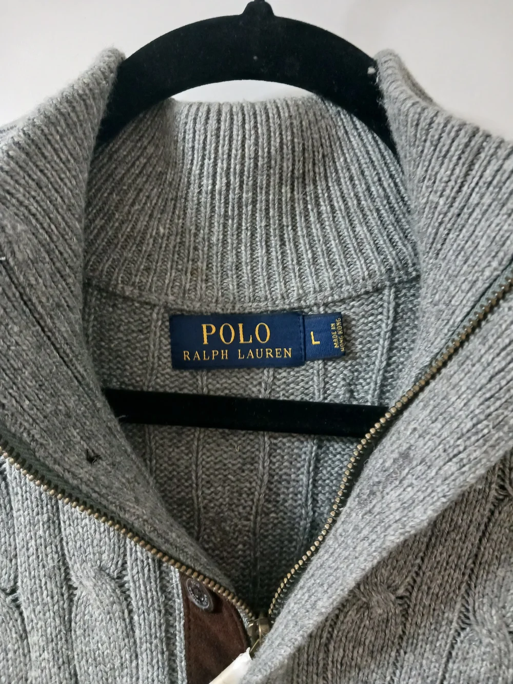 Vintage Polo Ralph Lauren 100% Tussah Silk Cable Knit Sweater Grey L Made in HK